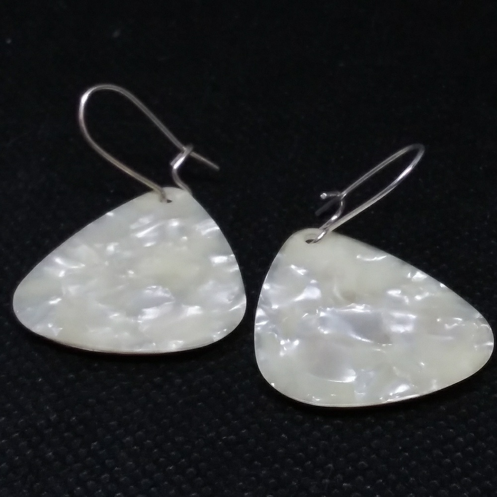 Red Mother of Pearl Guitar Pick Earrings